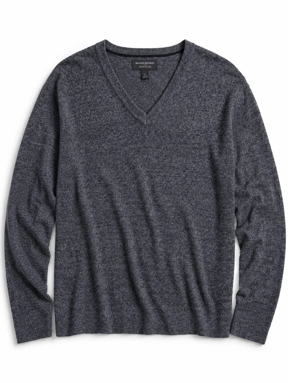 Banana Republic Premium Luxe Yarn Sweater Men’s L Gray Silk Cashmere V-Neck